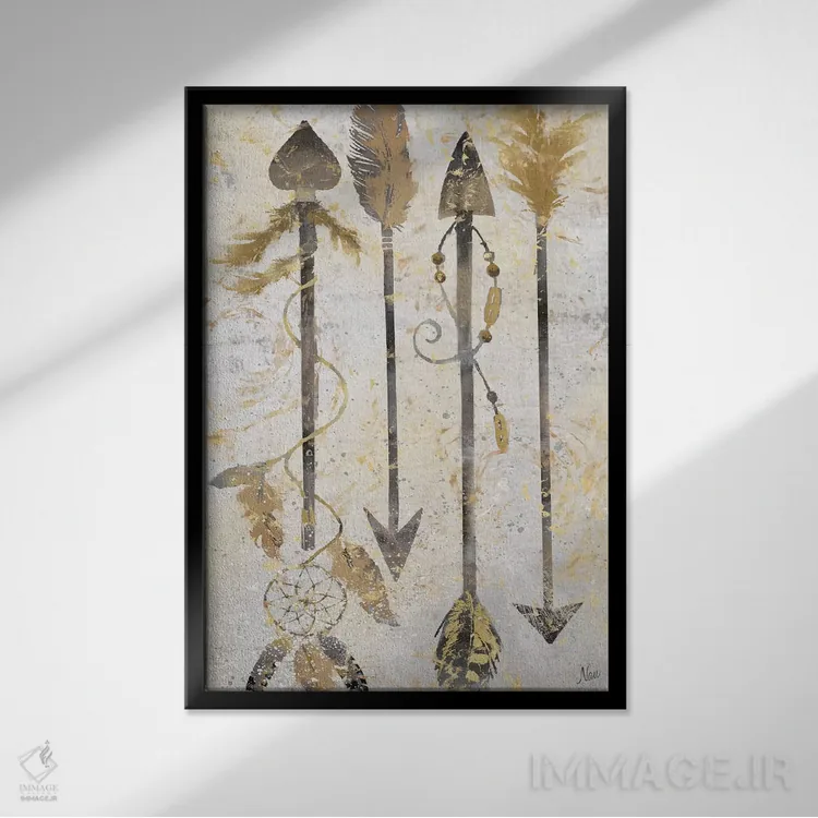 تابلو دکوراتیو تیرهای قبیله ای اثر نان - نمای قابدار مشکی