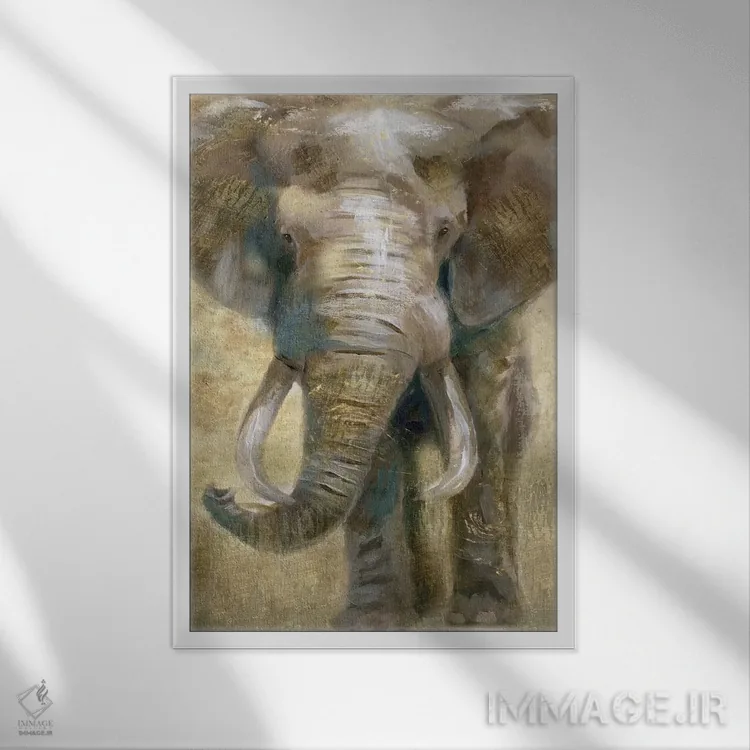 تابلو دکوراتیو فیل سافاری تابستانی اثر نان - نمای قابدار سفید