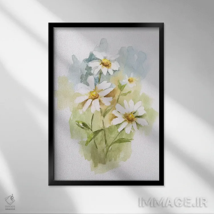 تابلو دکوراتیو مارگریت وحشی یک اثر نان - نمای قابدار مشکی