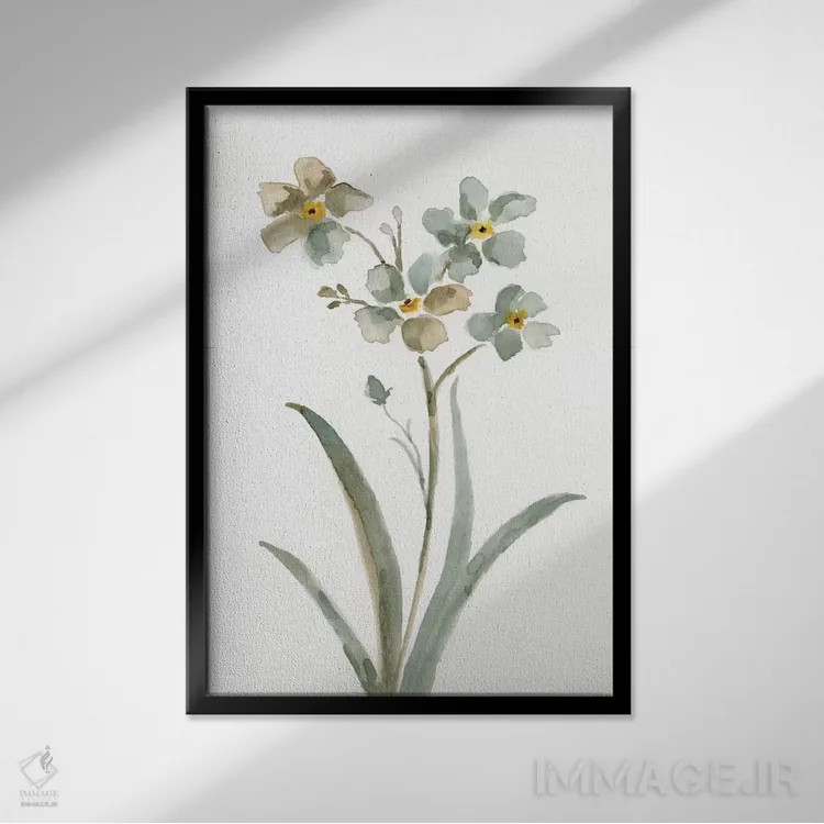 تابلو دکوراتیو گیاهی خنثی دو اثر نان - نمای قابدار مشکی