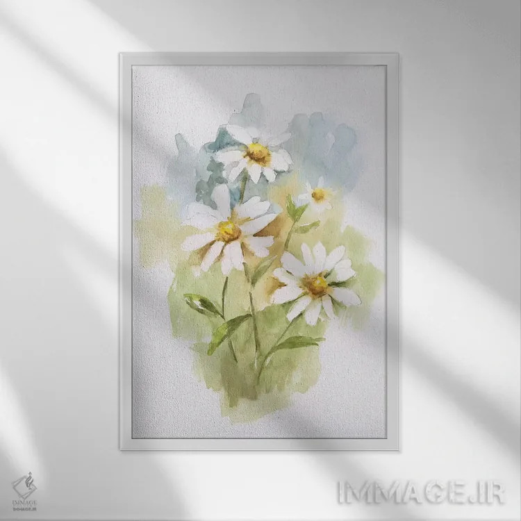 تابلو دکوراتیو مارگریت وحشی یک اثر نان - نمای قابدار سفید