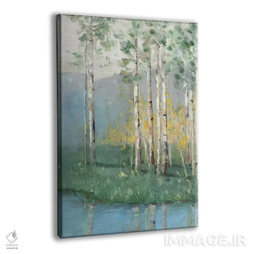 تابلو انتزاعی انعکاس درخت توس دو اثر سالی سواتلند - نمای پرسپکتیو محصول