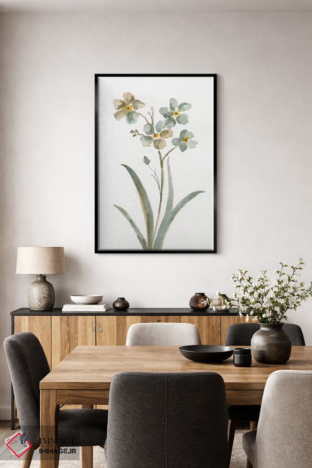 تابلو دکوراتیو گیاهی خنثی دو اثر نان - D4B