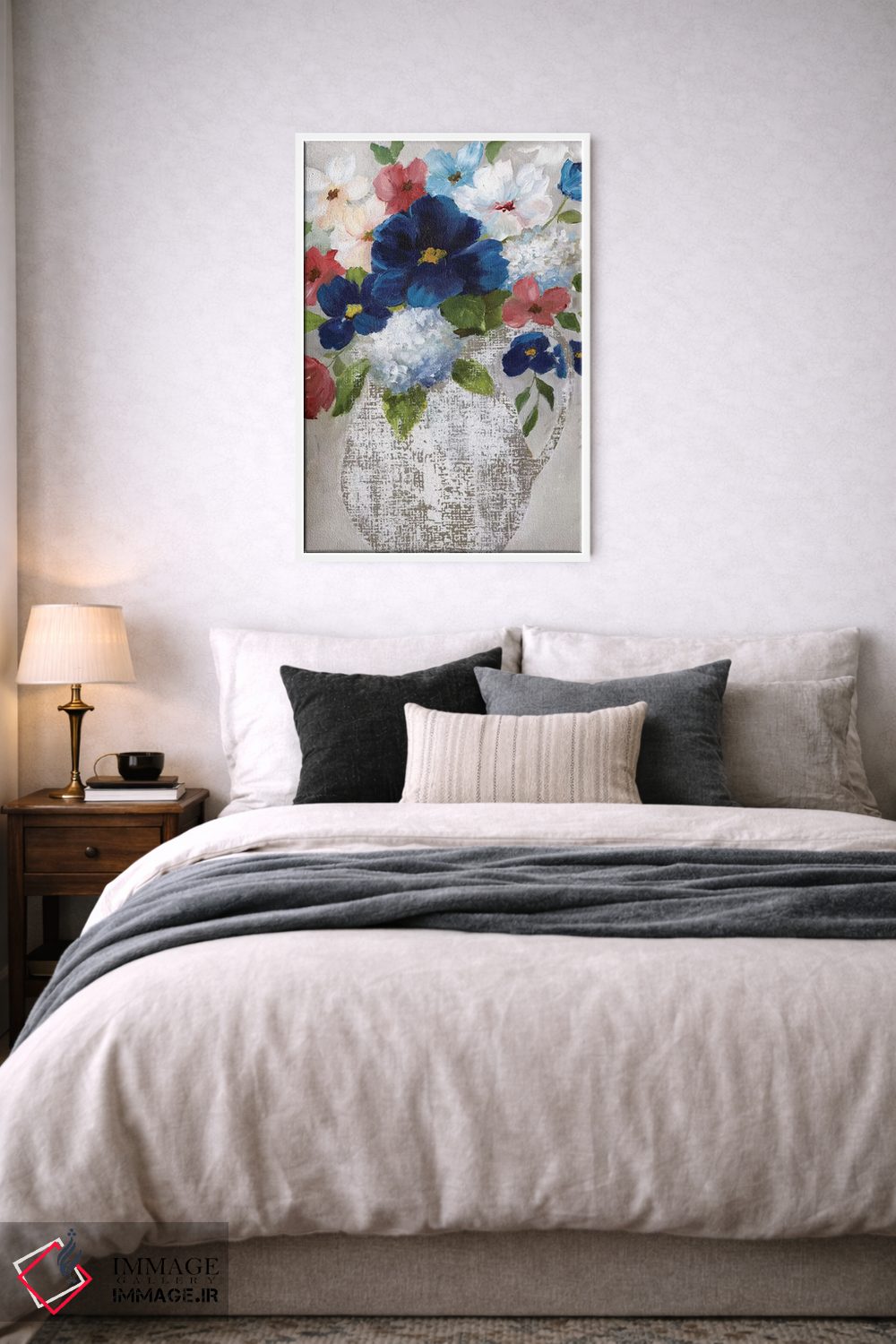 تابلو دکوراتیو دسته گل کتان دو اثر نان - D5W