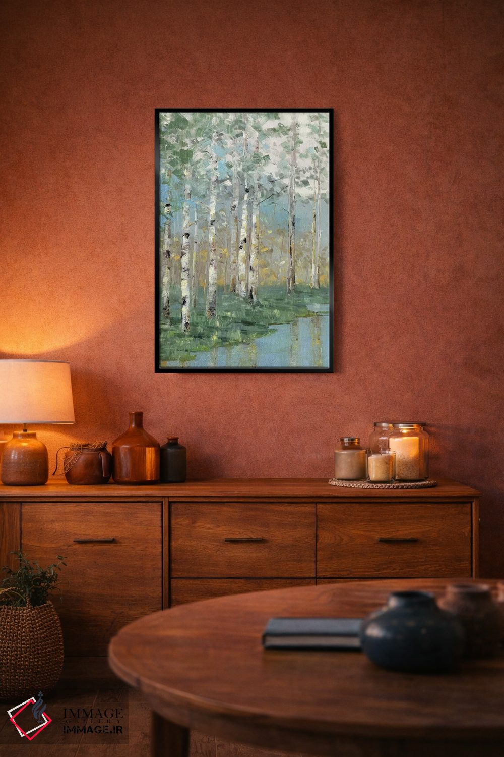 تابلو انتزاعی انعکاس درخت توس یک اثر سالی سواتلند - D5B