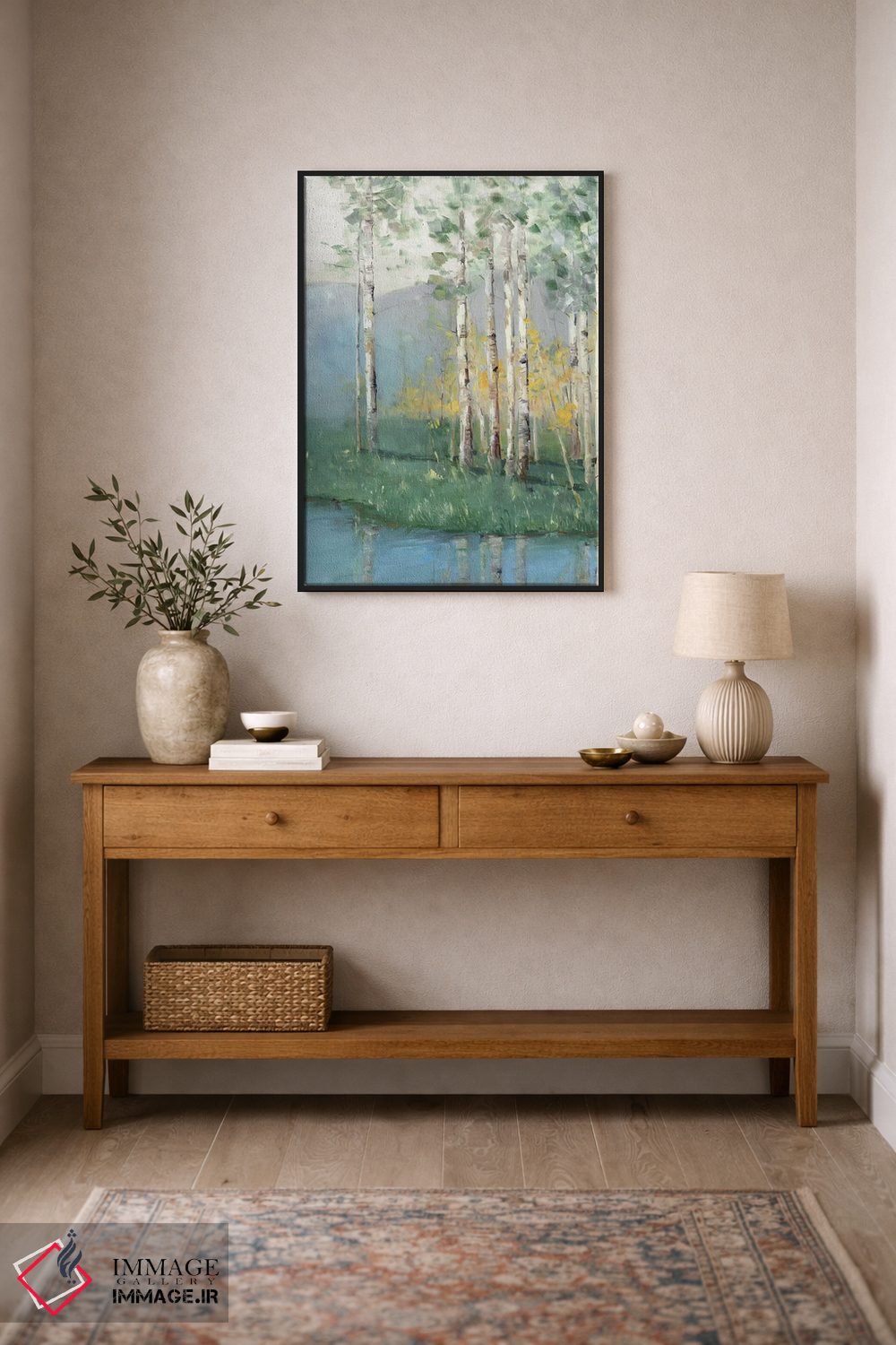 تابلو انتزاعی انعکاس درخت توس دو اثر سالی سواتلند - D2B