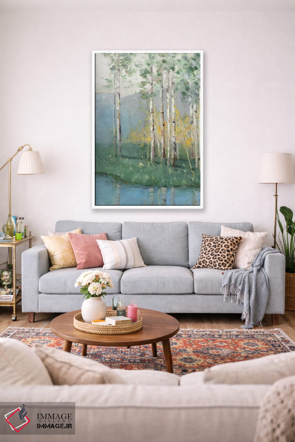 تابلو انتزاعی انعکاس درخت توس دو اثر سالی سواتلند - D1W