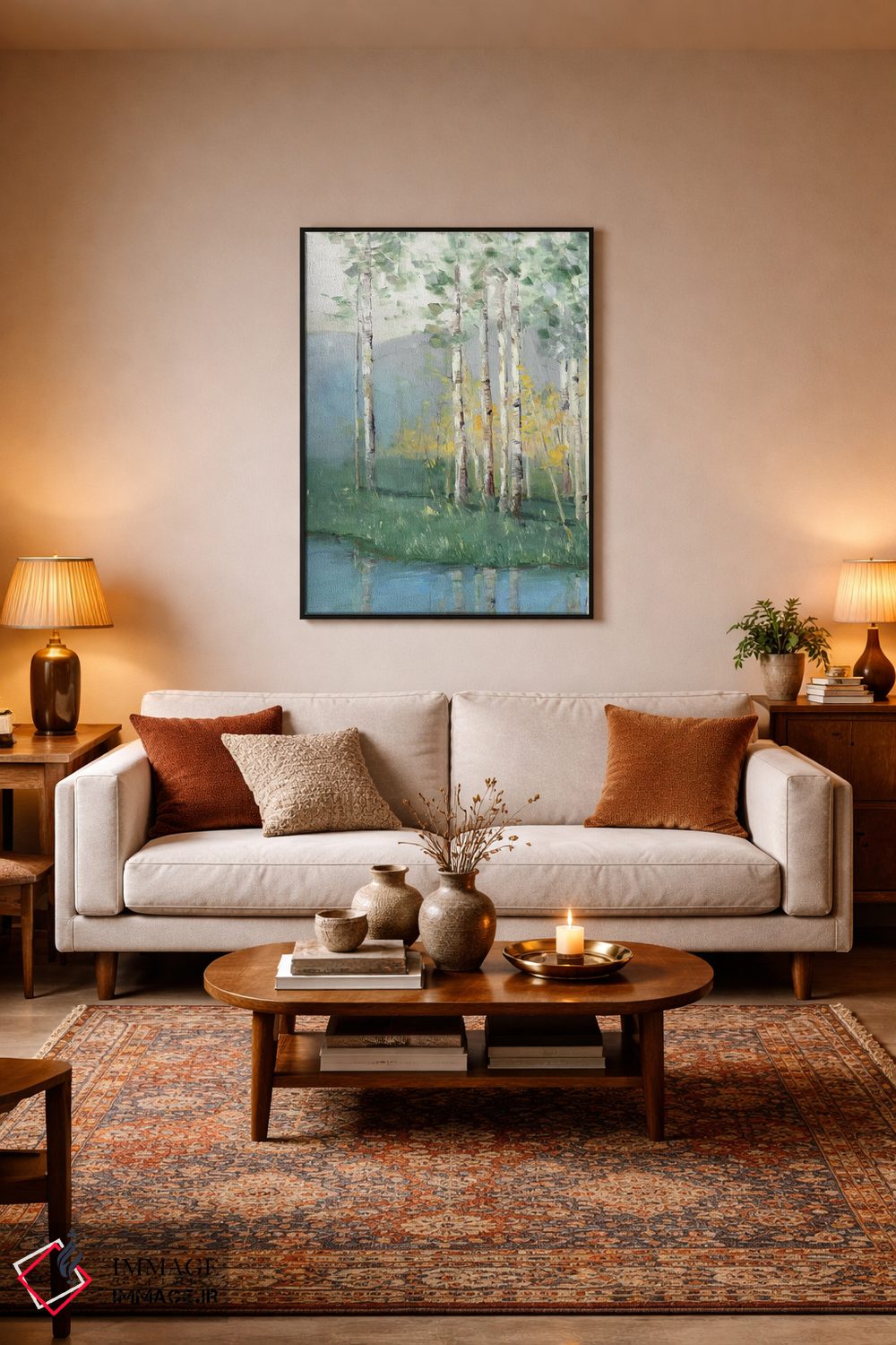 تابلو انتزاعی انعکاس درخت توس دو اثر سالی سواتلند - D5B