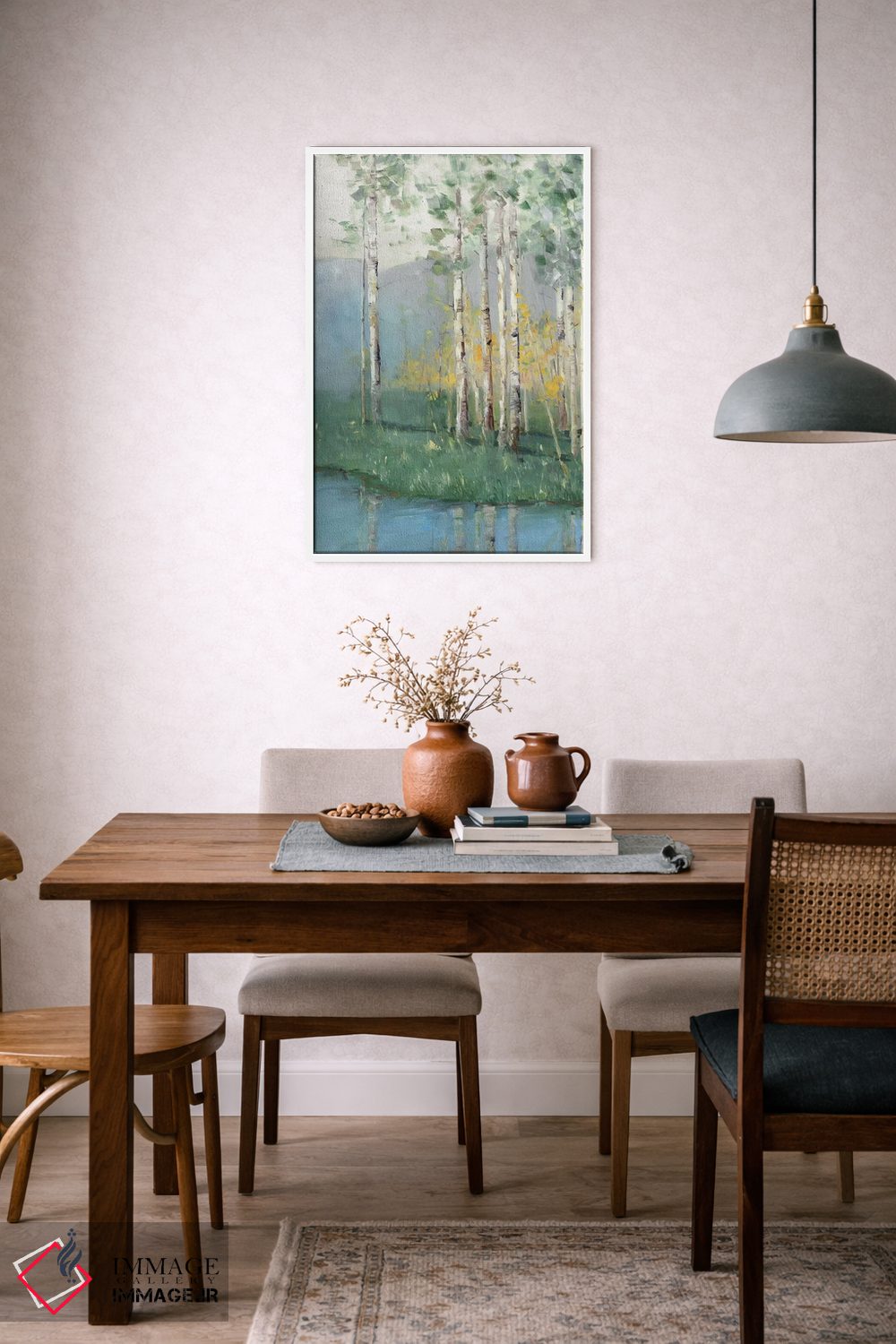 تابلو انتزاعی انعکاس درخت توس دو اثر سالی سواتلند - D6W