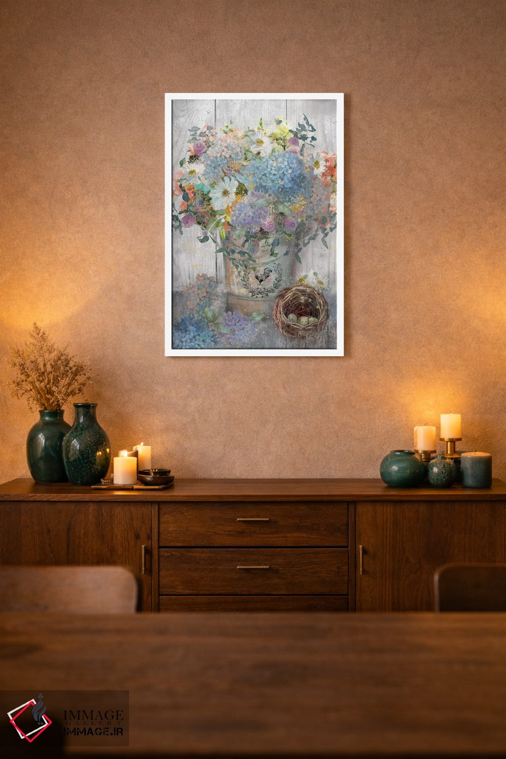 تابلو دکوراتیو سطل گل یک اثر نان - D1W