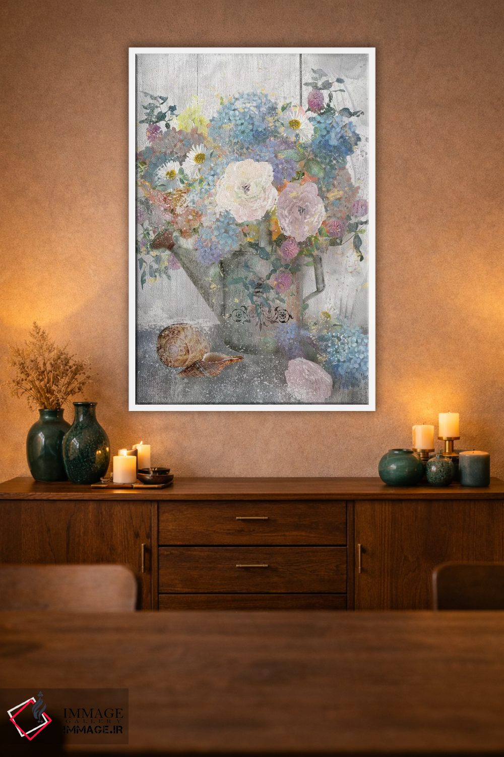 تابلو دکوراتیو سطل گل دو اثر نان - D1W