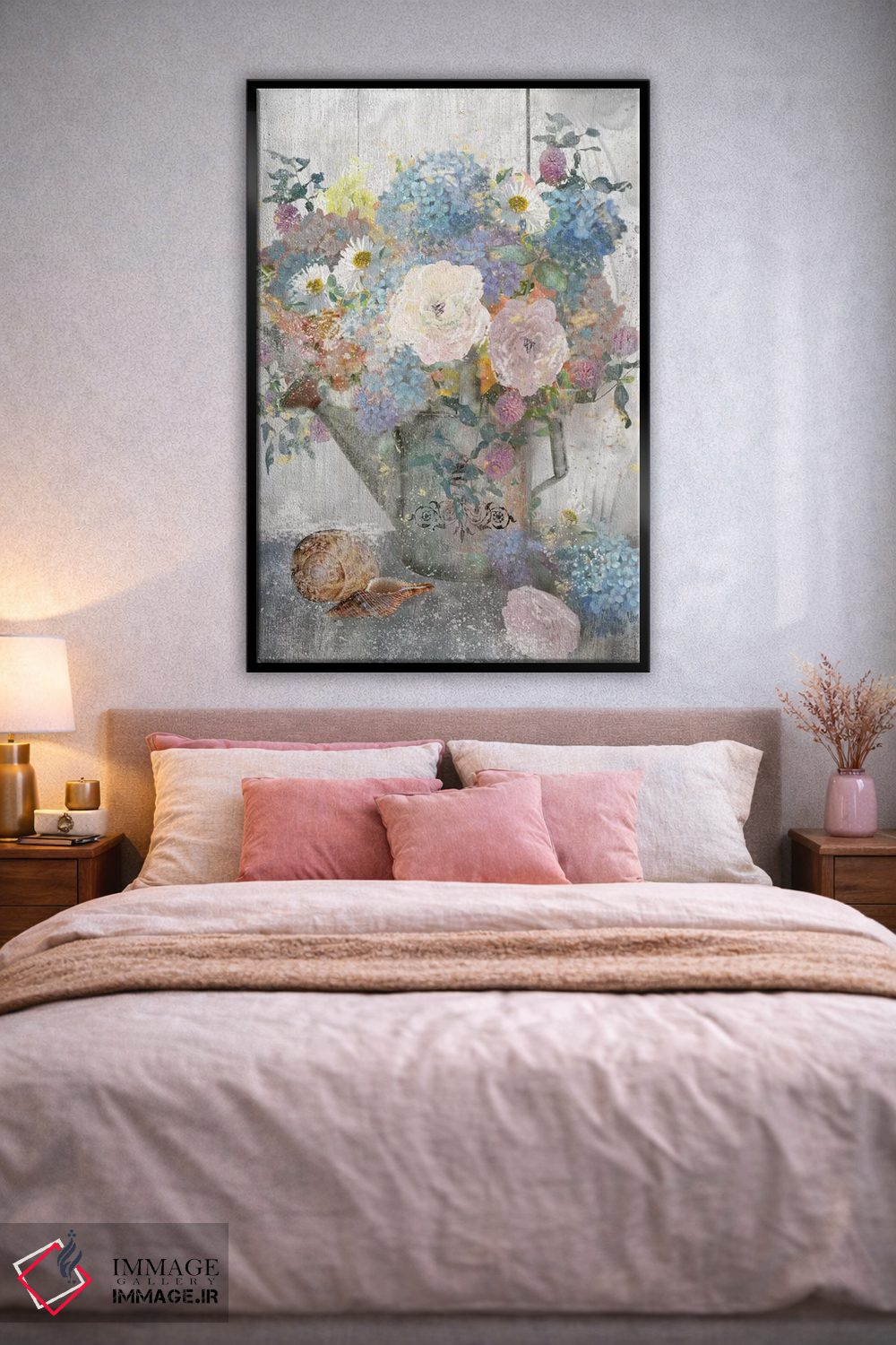 تابلو دکوراتیو سطل گل دو اثر نان - D2B