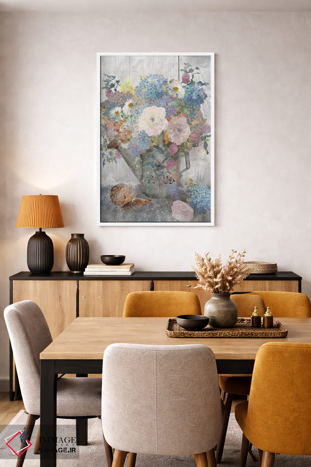 تابلو دکوراتیو سطل گل دو اثر نان - D5W