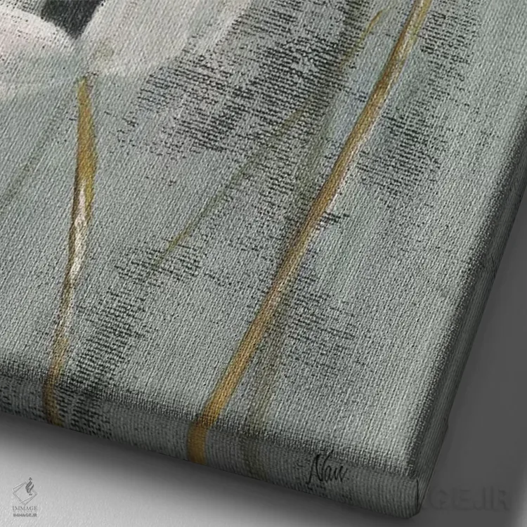 تابلو دکوراتیو باغ مروارید دو اثر نان - نمای نزدیک بافت بوم