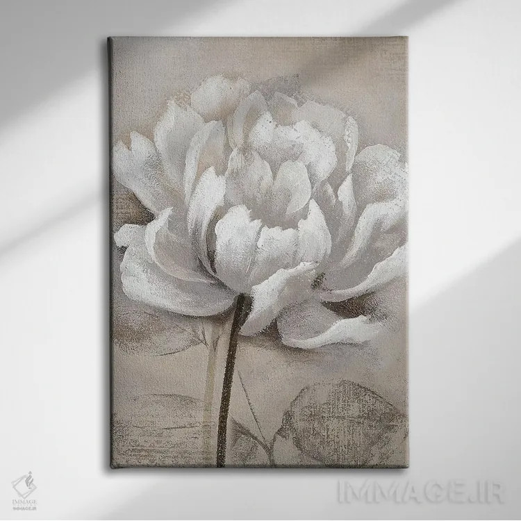 تابلو دکوراتیو سفید ملایم I اثر نان - نمای روبهرو روی دیوار