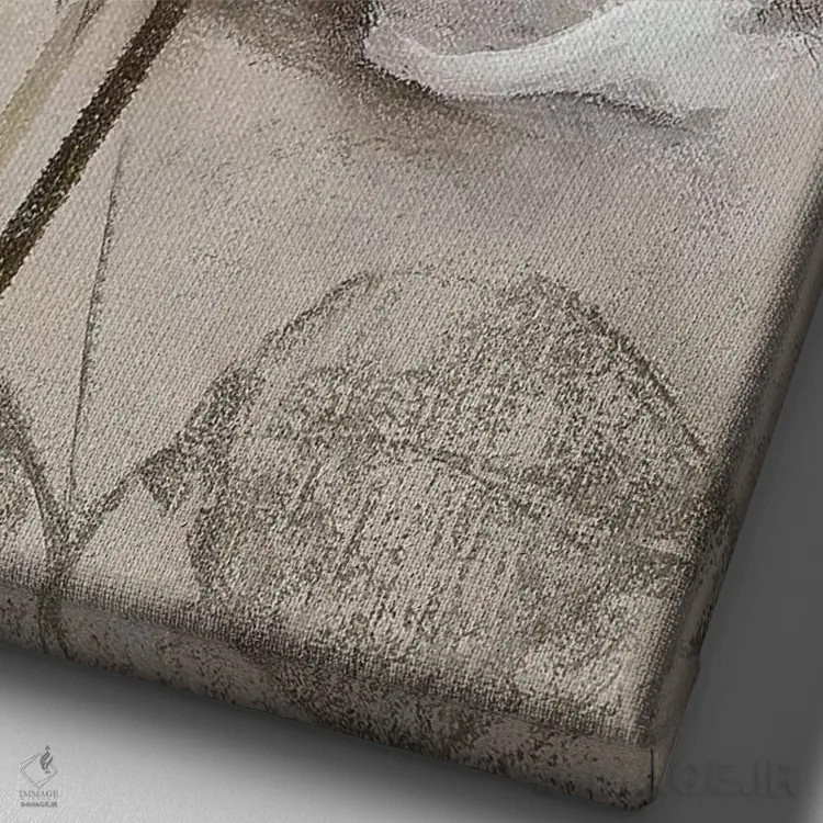 تابلو دکوراتیو سفید ملایم I اثر نان - نمای نزدیک بافت بوم