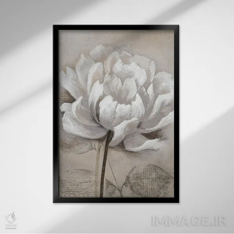 تابلو دکوراتیو سفید ملایم I اثر نان - نمای قابدار مشکی