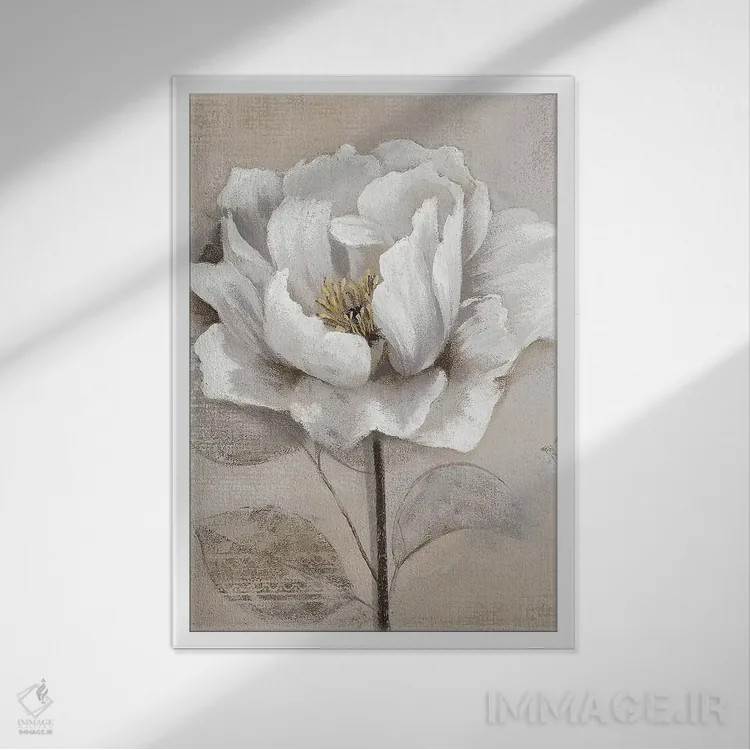 تابلو دکوراتیو سفید ملایم II اثر نان - نمای قابدار سفید