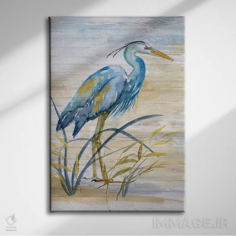 تابلو مدرن حواصیل آبی I اثر نان - نمای روبهرو روی دیوار