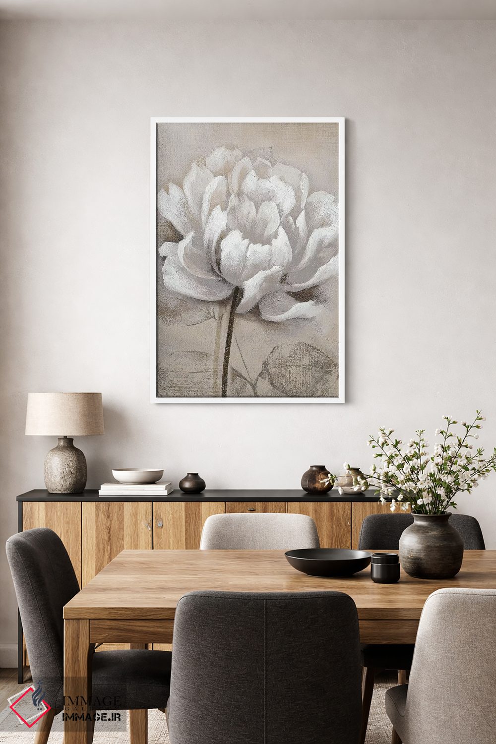 تابلو دکوراتیو سفید ملایم I اثر نان - D3W