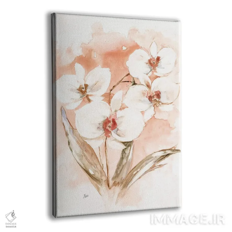 تابلو دکوراتیو ارکیده سفید و مرجانی I اثر نان - نمای پرسپکتیو محصول
