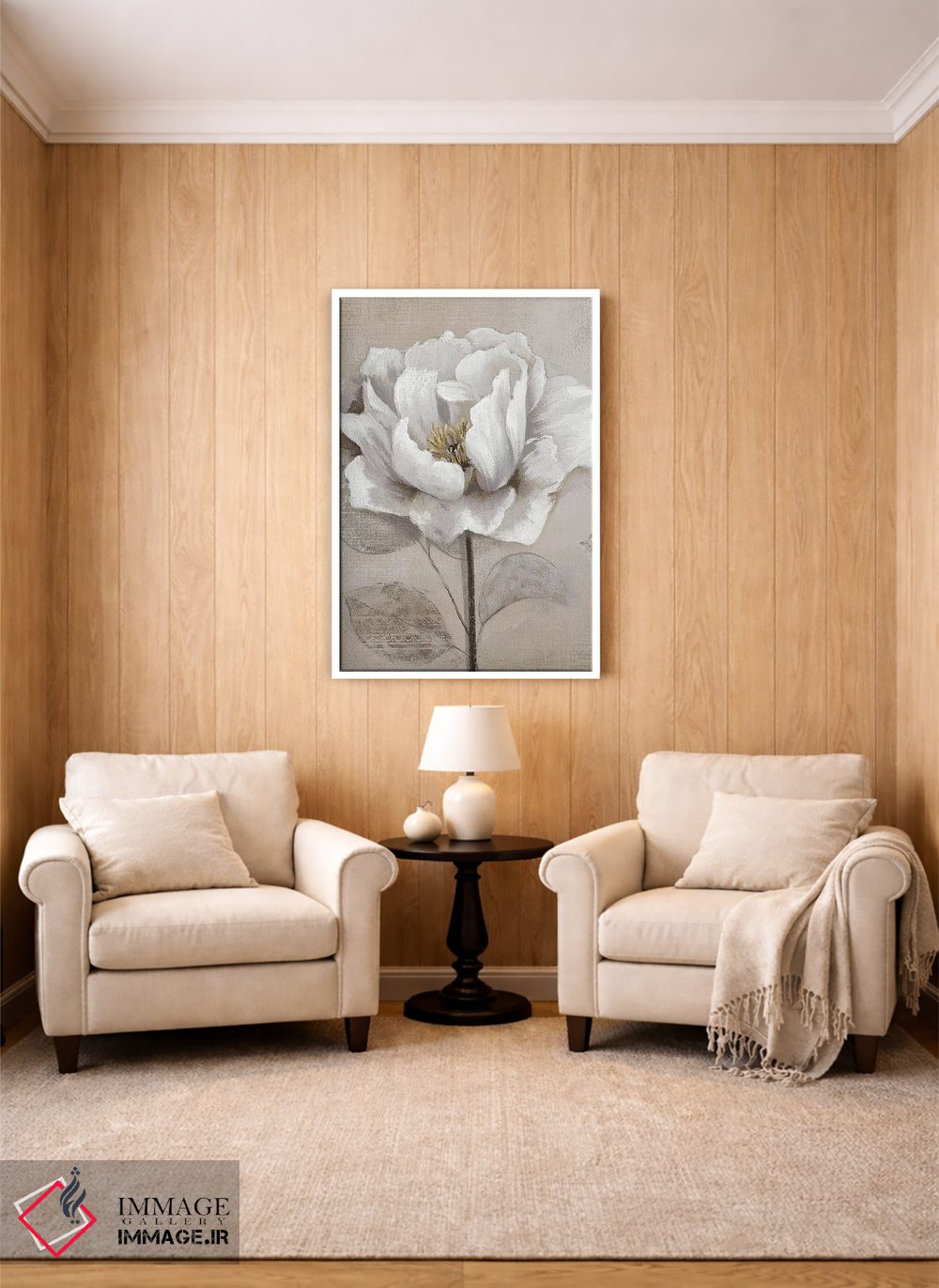 تابلو دکوراتیو سفید ملایم II اثر نان - D3W