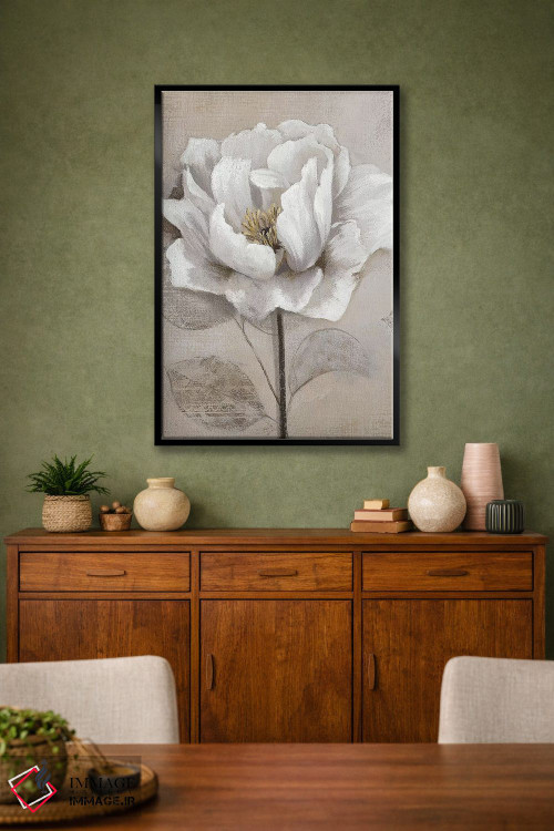 تابلو دکوراتیو سفید ملایم II اثر نان - D2B