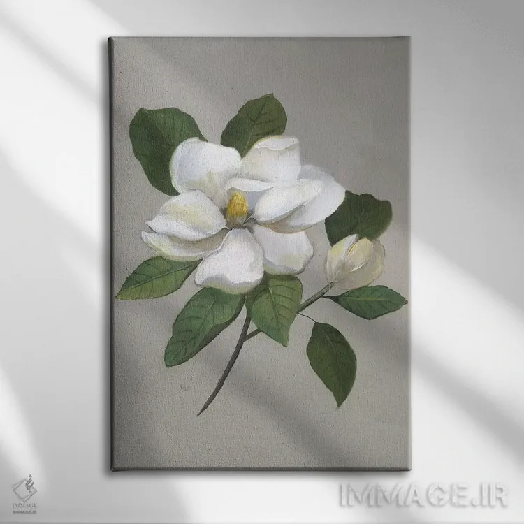 تابلو مدرن ماگنولیای گیاهی اثر نان - نمای روبهرو روی دیوار