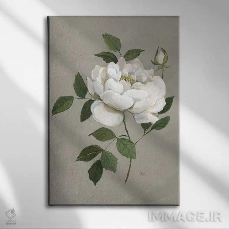 تابلو مدرن رز گیاهی اثر نان - نمای روبهرو روی دیوار