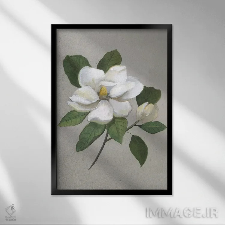 تابلو مدرن ماگنولیای گیاهی اثر نان - نمای قابدار مشکی