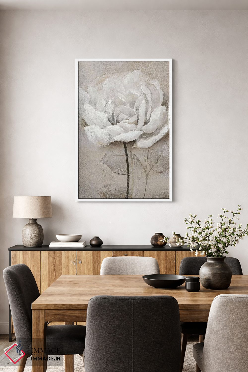 تابلو دکوراتیو سفید ملایم III اثر نان - D4W