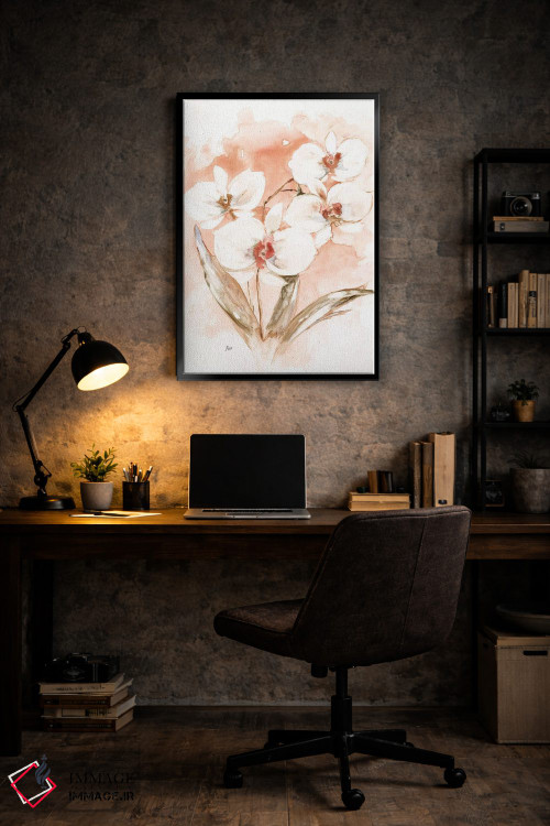 تابلو دکوراتیو ارکیده سفید و مرجانی I اثر نان - D4B
