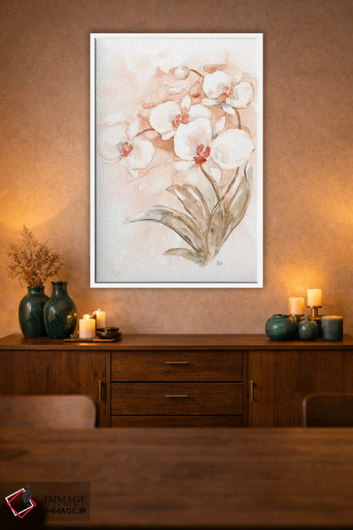 تابلو دکوراتیو ارکیده سفید و مرجانی II اثر نان - D1W