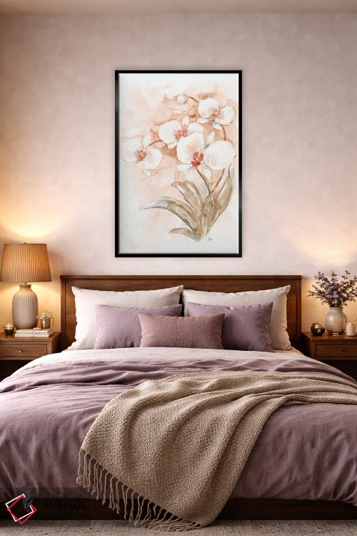تابلو دکوراتیو ارکیده سفید و مرجانی II اثر نان - D2B