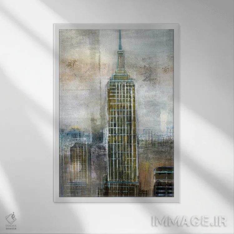 تابلو انتزاعی تقابل شهری اثر نان - نمای قابدار سفید