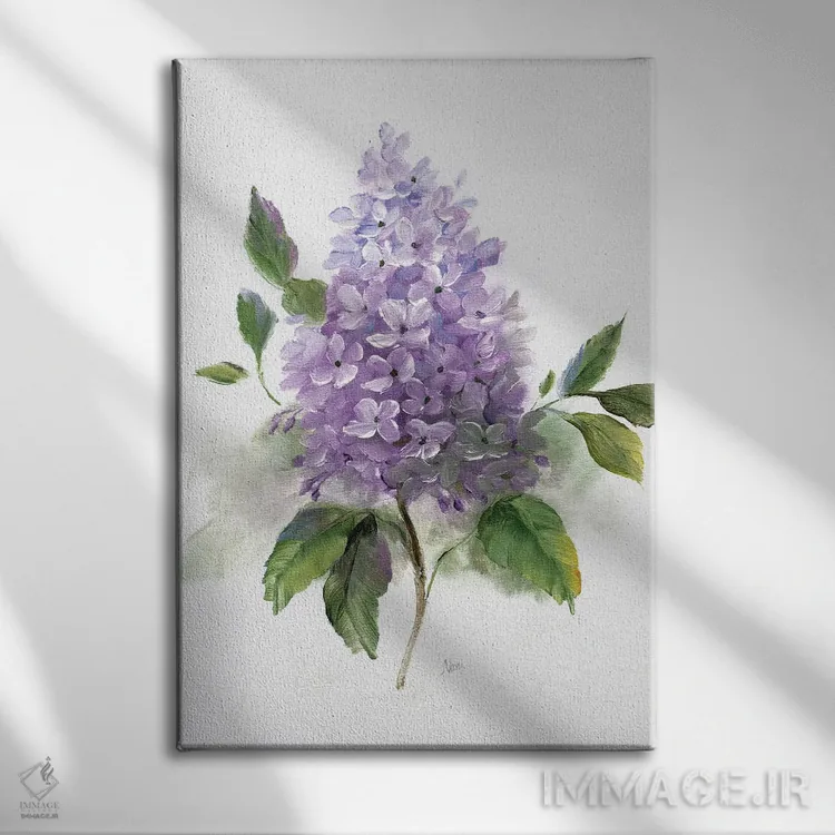 تابلو دکوراتیو رمانس یاس بنفش I اثر نان - نمای روبهرو روی دیوار