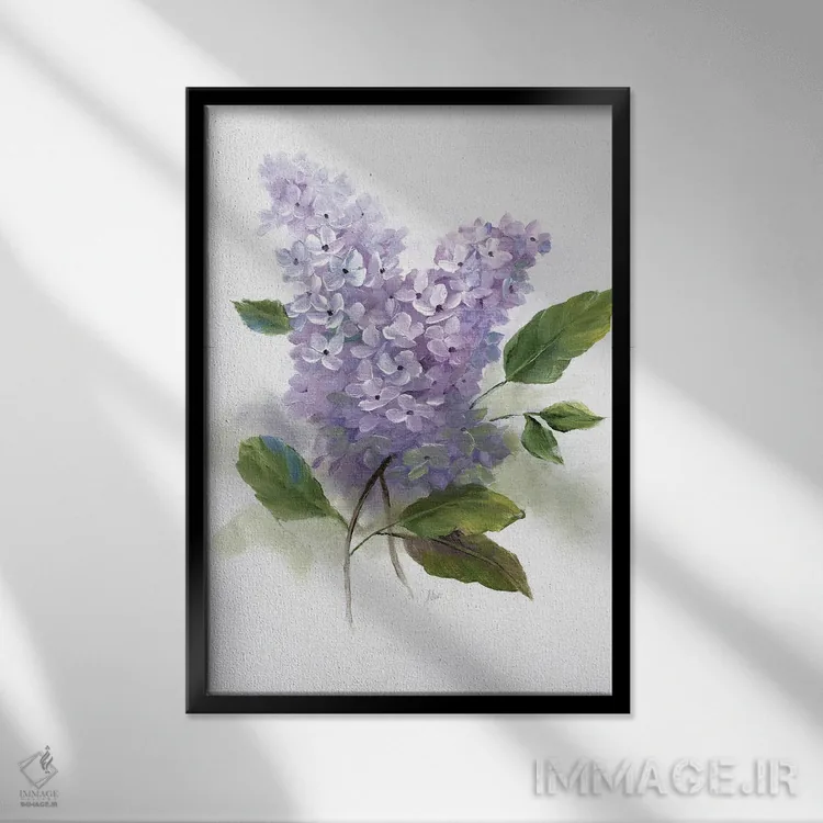 تابلو دکوراتیو رمانس یاس بنفش II اثر نان - نمای قابدار مشکی