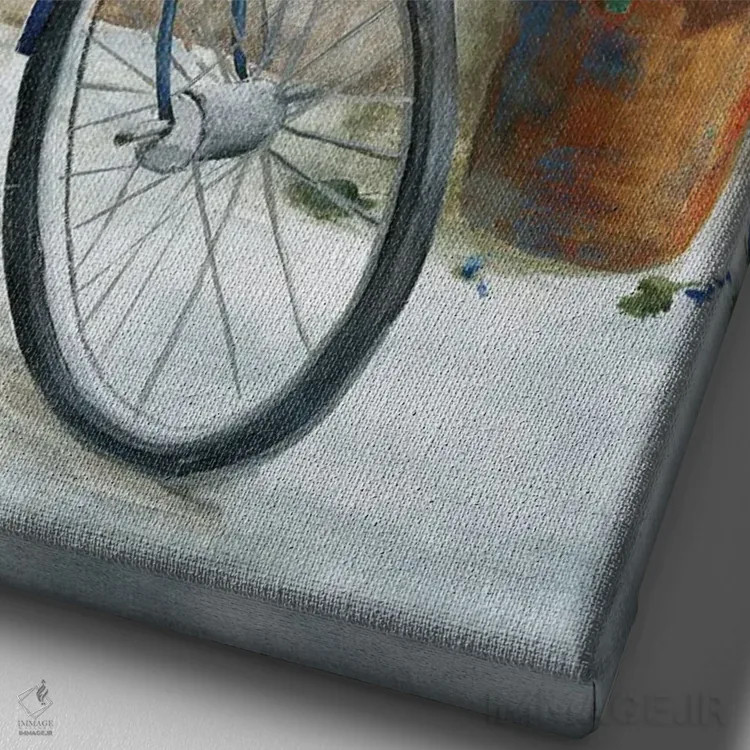تابلو دکوراتیو دوچرخه میهن دوست II اثر نان - نمای نزدیک بافت بوم