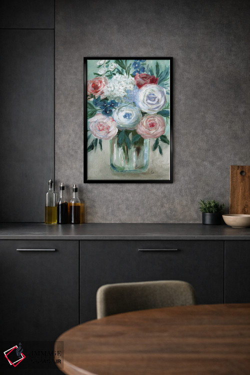 تابلو دکوراتیو دسته گل پاستلی با گچ اثر نان - D2B