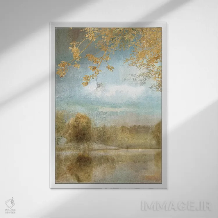 تابلو دکوراتیو پاییز طلایی اثر نان - نمای قابدار سفید