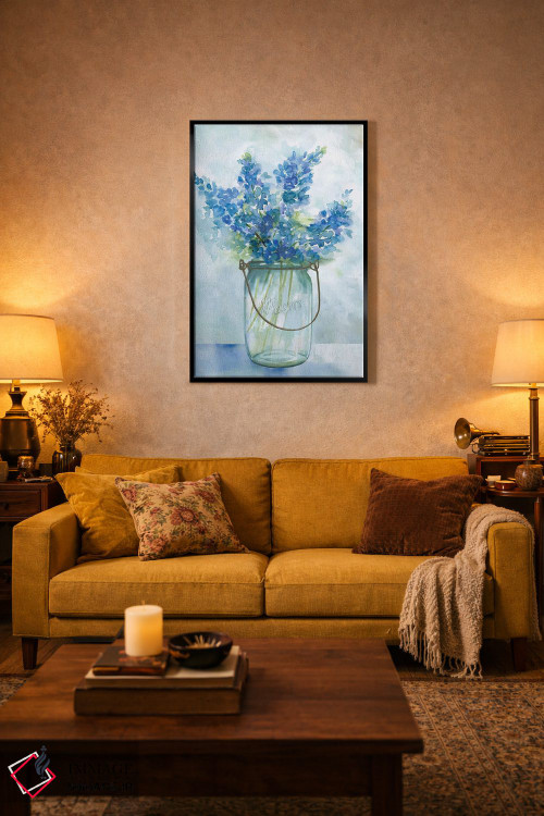 تابلو مدرن گل های آبی II اثر نان - D3B