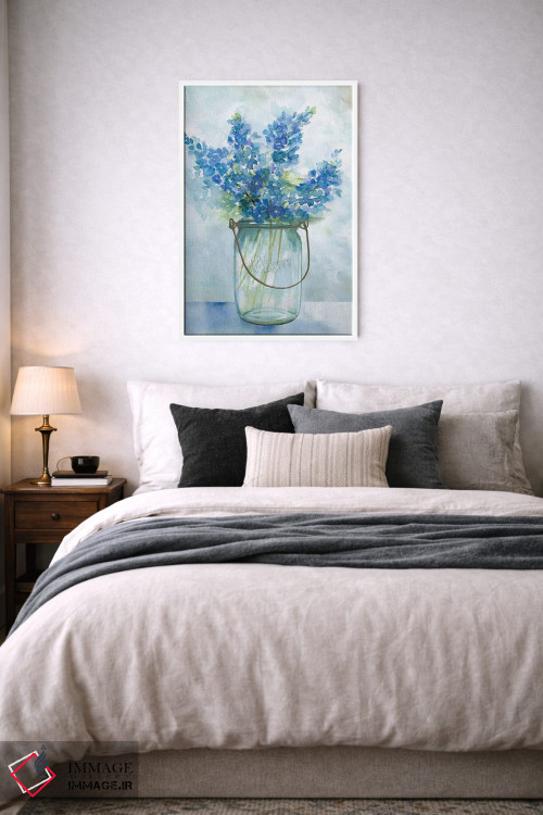 تابلو مدرن گل های آبی II اثر نان - D5W