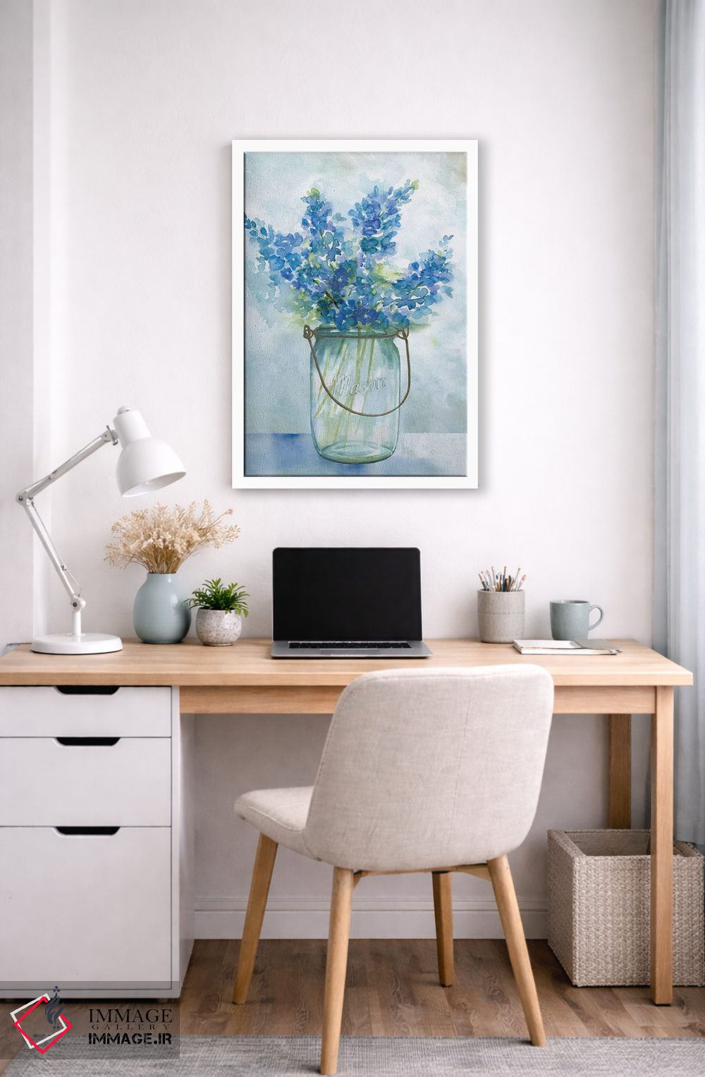 تابلو مدرن گل های آبی II اثر نان - D6W