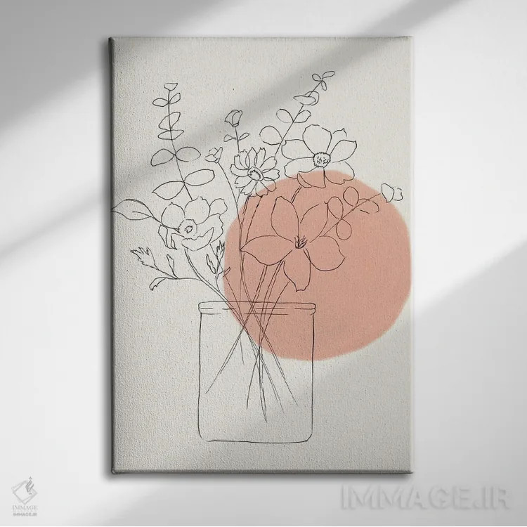 تابلو مینیمال دسته گل گل وحشی معاصر اثر نان - نمای روبهرو روی دیوار