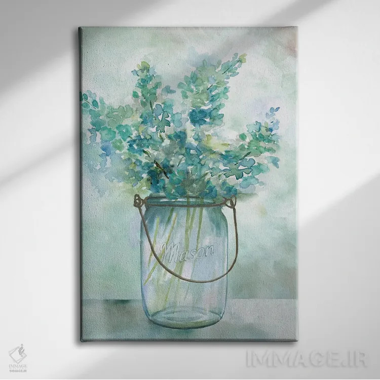 تابلو مدرن اقامتگاه گل های آبی اثر نان - نمای روبهرو روی دیوار