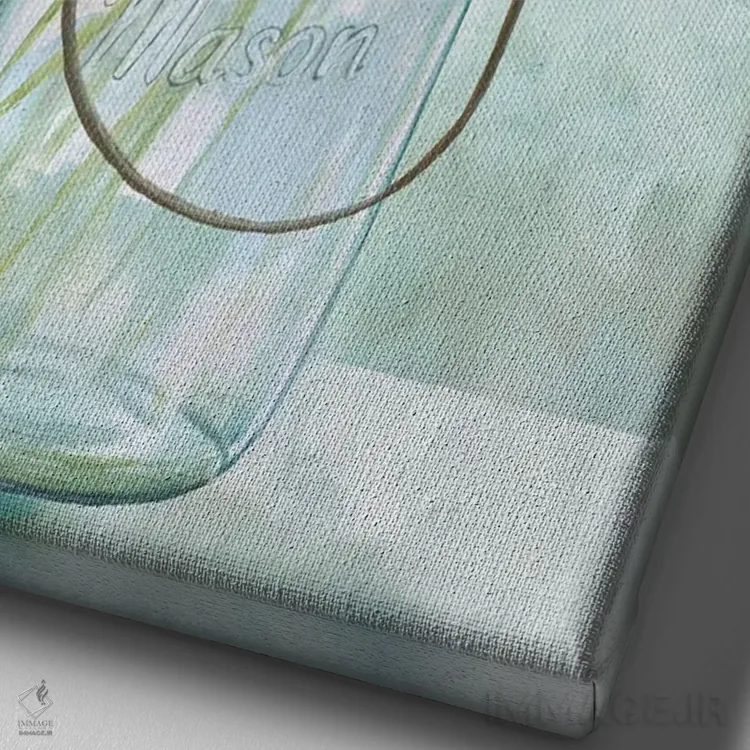 تابلو مدرن اقامتگاه گل های آبی اثر نان - نمای نزدیک بافت بوم