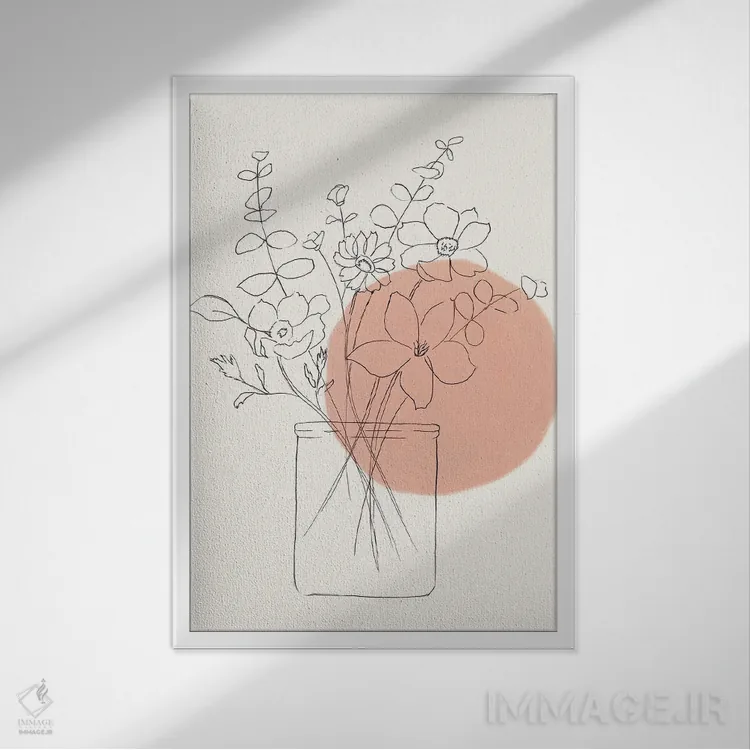 تابلو مینیمال دسته گل گل وحشی معاصر اثر نان - نمای قابدار سفید