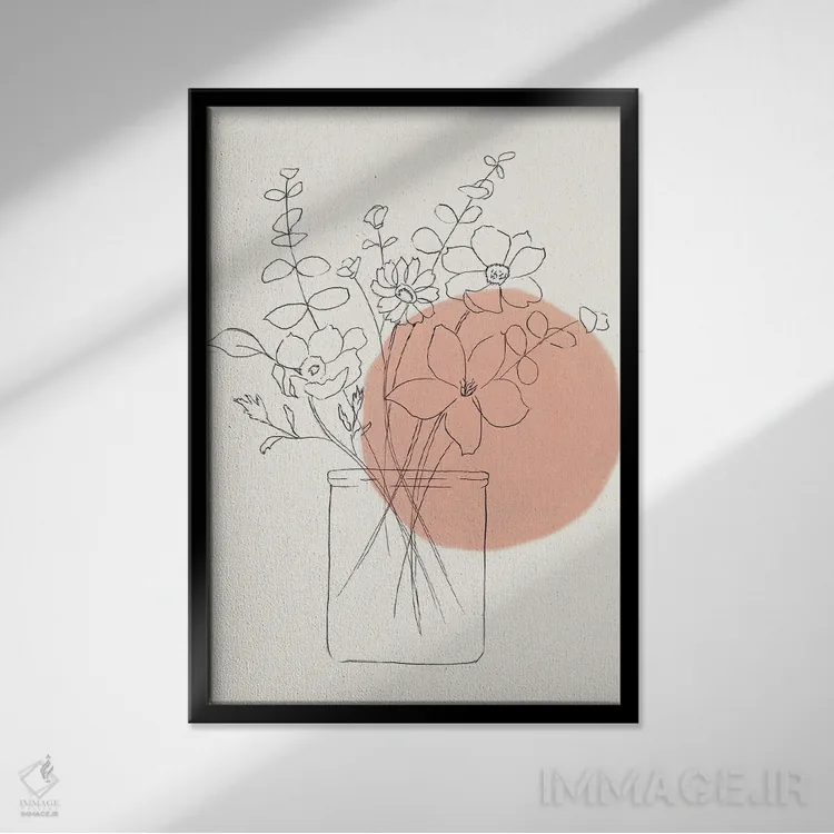 تابلو مینیمال دسته گل گل وحشی معاصر اثر نان - نمای قابدار مشکی