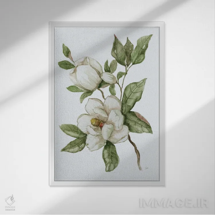 تابلو مینیمال صبح ماگنولیا II اثر نان - نمای قابدار سفید