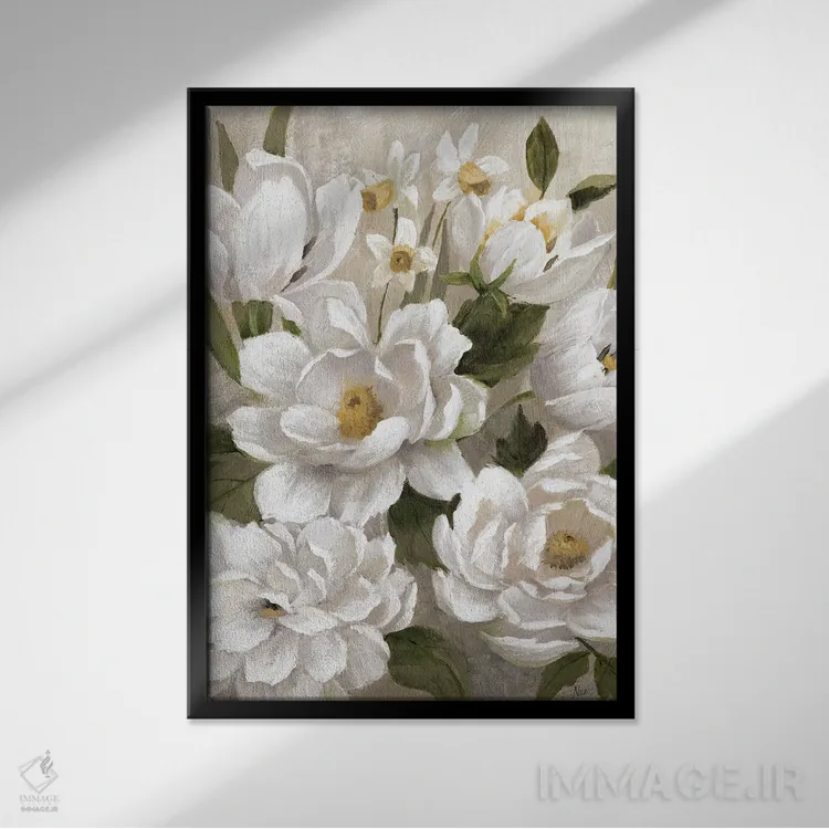 تابلو مدرن روز شیرین بهاری اثر نان - نمای قابدار مشکی